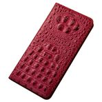 LUOTANL Huawei Pura 90 Pro Max/90 Pro/90 için Hakiki Deri Kılıf, 3D Cüzdan Kabartmalı Timsah Lüks Standlı ve Astarlı Yumuşak Kılıf, Mor, 90