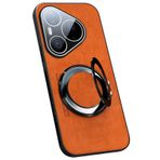 LUOTANL Huawei Pura 90 PRO Max/90 Pro/90 için Kılıf, Opak Vintage Yüzük Standlı Deri Kılıf, Lens için İnce Düşmeye Karşı Koruma Kabuğu, Turuncu, 90