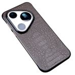 LUOTANL Huawei Pura 90 Pro Max/90 Pro/90 için Lüks Kılıf, Timsah Dokusu Hakiki Deri Arka Kılıf Çerçevesiz İnce Damla Koruma Kapağı, Kahverengi, 90 Pro