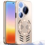 LUOTANL Huawei Pura 90 PRO Max/90 Pro/90 için Manyetik Kılıf, Isı Dağılımı Kablosuz Şarj Kamera Koruma Darbeye Dayanıklı Delikli Kabuk, Altın, 90 PRO Max