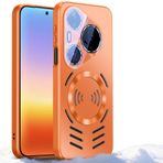 LUOTANL Huawei Pura 90 PRO Max/90 Pro/90 için Manyetik Kılıf, Isı Dağılımı Kablosuz Şarj Kamera Koruma Darbeye Dayanıklı Delikli Kabuk, Turuncu, 90