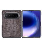 LUOTANL HuaWei Pura X Max için Hakiki Deri Kılıf, Timsah Dokusu El Yapımı Arka Kapak İnce Darbeye Dayanıklı Yumuşak Kenarlı Kılıf, Kahverengi, Pura X Max