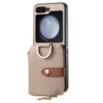 Luotanl İnce Kılıf Motorola RAZR 70 Ultra/70+/70 için kılıf, Lichi Deri Desen, Kart Tutucu Kılıfı, Düşmeye Kart Tutucu Kılıfı, Parmak Yüzüğü Parmak Kılıfı, Bej, 70 Ultra
