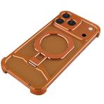 LUOTANL iPhone 17 Pro Max/17 Pro/Air/17 için manyetik kılıf, metal çerçeve, ısı dağılımı kapak, içi boş arka kapak, katlanabilir halka koruyucu kılıf, turuncu, 17 Pro