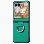 LUOTANL Motorola RAZR 70 Ultra / 70+/70 için Deri Kılıf, İnce Parmak Yüzük Parıltılı Kapak Yumuşak Kenarlar Düşmeye Karşı Kılıf, Yeşil, 70+
