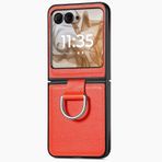 LUOTANL Motorola Razr 70 Ultra/70+/70 için Deri Kılıf, Parıltılı Parmak Yüzük İnce Kılıf Yumuşak Kenar Düşmeye Karşı Koruma Kapağı, Turuncu, 70 Ultra