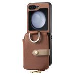 LUOTANL Motorola RAZR 70 Ultra/70+/70 için İnce Kılıf, Deri Kapaklı Kılıf Kartlık Litchi Desen Düşmeyi Önleyici Parmak Yüzük Kılıf, Kahverengi, 70