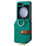 LUOTANL Motorola RAZR 70 Ultra/70+/70 için İnce Kılıf, Deri Kapaklı Kılıf Kartlık Litchi Desen Düşmeyi Önleyici Parmak Yüzük Kılıf, Yeşil, 70+