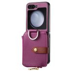 LUOTANL Motorola Razr 70 Ultra/70+/70 için ince kılıf, katlanır deri kart bölmesi koruyucu kılıf Litchi yara izleri düşme koruması parmak yüzüğü kapağı, lila, 70 Ultra