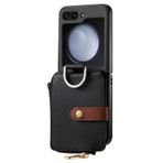 LUOTANL Motorola Razr 70 Ultra/70+/70 için ince kılıf, katlanır deri kart bölmesi koruyucu kılıf Litchi yara izleri düşme koruması parmak yüzüğü kapağı, siyah, 70 Ultra