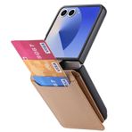 LUOTANL Motorola Razr 70 Ultra/70+/70 için İnce Kılıf, Kredi Kartı Tutacağı Tahıl Deri Kılıf İş Tarzı Parmak Yüzük Kapağı, Bej, 70 Ultra