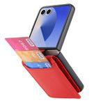 LUOTANL Motorola Razr 70 Ultra/70+/70 için İnce Kılıf, Kredi Kartı Tutacağı Tahıl Deri Kılıf İş Tarzı Parmak Yüzük Kapağı, Kırmızı, 70 Ultra