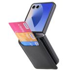 LUOTANL Motorola Razr 70 Ultra/70+/70 için İnce Kılıf, Kredi Kartı Tutacağı Tahıl Deri Kılıf İş Tarzı Parmak Yüzük Kapağı, Siyah, 70 Ultra