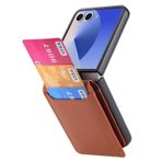 LUOTANL Motorola Razr 70 Ultra/70+/70 için İnce Kılıf, Kredi Kartı Tutacağı Tahıl Deri Kılıf İş Tarzı Parmak Yüzük Kapağı, Turuncu, 70 Ultra