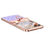 LUOTANL Motorola RAZR 70 Ultra/70+/70 için Kadın Kılıf, Parıltılı Kaplama Koruma Eskrim Fermuar Kapak Ayarlanabilir Halka Yüksek Menzilli Deri Kılıf, Mor, 70+