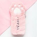 Luoxinguo A-Pembe Kesim Kedi Paw Kalem Çantası Yumuşak Peluş Kozmetik Kılıfı Büyük Kapasiteli Kalem Kutusu Kalemlik Okul Malzemeleri Kırtasiye Organizatör (Yurt Dışından) - Renkli - Kalem Çantaları