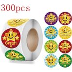 Luoxinguo HY2022-19-300PCS 50-500PCS 1 Inç Yuvarlak Övgü Çocuk Teşvik Sticker Sevimli Maymun Scrapbooking Damgalama Planlayıcısı Çıkartmalar Estetik Kore (Yurt Dışından) - Renkli - Assorted Stickers - None