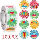 Luoxinguo HY2022-92-100PCS 50-500PCS 1 Inç Yuvarlak Estetik Mutlu Doğum Günü Sticker Sevimli Ilginç Mühürler Kırtasiye Estetik Doğum Günü Gadget Çocuk (Yurt Dışından) - Renkli - Assorted Stickers - None
