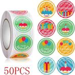 Luoxinguo HY2022-92-50PCS 50-500PCS 1 Inç Yuvarlak Estetik Mutlu Doğum Günü Sticker Sevimli Ilginç Mühürler Kırtasiye Estetik Doğum Günü Gadget Çocuk (Yurt Dışından) - Renkli - Assorted Stickers - None