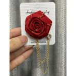 Luoxinguo Kırmızı Kore Damat Düğün Broş Kumaş Sanatı El Yapımı Gül Çiçek Broş Yaka Pin Rozeti Püskül Zincir Erkek Takım Elbise Aksesuarları (Yurt Dışından)