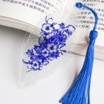Luoxinguo No.15 Çin Mavi ve Beyaz Porselen Yaprak Tasarım Kitap Ayracı Arkadaşlar Öğrenciler Için Püsküllü Hediye Klasik Stil Kitap Ayracı (Yurt Dışından) - Renkli - Bookmark