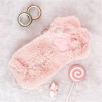 Luoxinguo Pembe Büyük Kapasiteli Kesim Kedi Paw Kalem Çantası Kalemlik Okul Kırtasiye Organizatör Yumuşak Peluş Kozmetik Durumda Kawaii Kalem Çantası (Yurt Dışından) - Renkli - Kalem Çantaları
