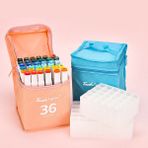 Luoxinguo Sarı-Yeşil 60 Izgara Renkli Marker Saklama Çantası 30/48/60/80 Izgara Büyük Kapasiteli Kız Kalp Plastik Kaplama Tabanı ile Taşınabilir Kanvas Çanta Sanat Malzemeleri (Yurt Dışından) - Kalem Çantaları