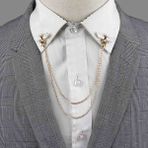 Luoxinguo Stil 5 Yeni Erkek Kadın Gömlek Yaka Püskül Zincir Yaka Pin Broş Ejderha Kartal Geyik Kafası Kanatları Rozeti Retro Unisex Takı Aksesuarları (Yurt Dışından)
