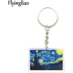 Luoxinguo Stil 6 Van Gogh Yağlıboya Yıldızlı Gökyüzü Yaratıcı Karikatür Anahtarlık Çekicilik Metal Çift Çanta Araba Anahtarlık Takı Hediye Anahtarlık Süs (Yurt Dışından)