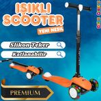 Lupa Katlanabilir Işıklı 3 Tekerlekli Turuncu Scooter - Işıklı Scooter - Slikon Teker Scooter - Çocu