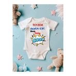 Lupi Baskılı Bebek Zıbın Çıtçıtlı Atlet Kişiye Özel Baskı, Mavi-Sarı-Beyaz, 6 Ay