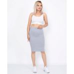 Lupinn Moda Kadın Gri Yüksek Bel Düz Midi Kalem Etek - Esnek Rahat Fit Model - XS