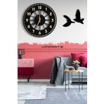 LUPOKRAFT Dekoratif Aynalı Duvar Saati 50x50cm + Kuşlu Tablo GOLDSİYAH 48 x 48