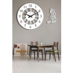 LUPOKRAFT Dekoratif Beyaz Duvar Saati 48cm + Kedi Tablo BEYAZ 48 x 48