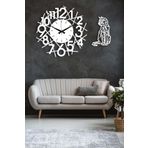 LUPOKRAFT Dekoratif Beyaz Duvar Saati 50x50cm + Kedili Tablo BEYAZ 48 x 48