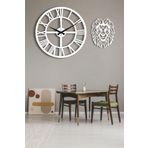 LUPOKRAFT Dekoratif Beyaz Duvar Saati + Aslan Tablo BEYAZ 48 x 48