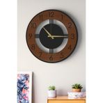 LUPOKRAFT Dekoratif Büyük Boy Ahşap Detaylı Modern Duvar Saati 48cm - Salon Ofis Antre Saati