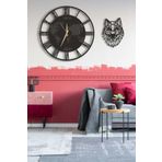 LUPOKRAFT Dekoratif Duvar Saati 50x50cm + Aslanlı Tablo SİYAH 48 x 48