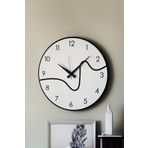 LUPOKRAFT Dekoratif Yeni Modern Caph Beyaz - Siyah Ahşap Duvar Saati 48cm SİYAH 48 x 48