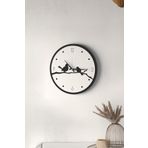 LUPOKRAFT Dekoratif Yeni Modern Errai beyaz Kuşlu Ahşap Duvar Saati - 48cm SİYAHBEYAZ 48 x 48