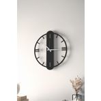 LUPOKRAFT Dekoratif Yeni Modern Peacock Ahşap Duvar Saati - 48cm - 2 Adet Vazo Tablo Hediye SİYAH 48 x 48