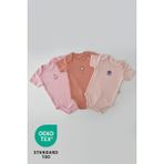 Luppinos Candy 3lü Kız Çocuk Bebek Body Set %100 Pamuk Düz Desenli Nakışlı - Somon - Lila - 9 - 12 Ay