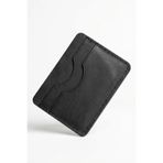 LUQA LEATHER Hakiki Deri Kartlık - El Yapımı Minimalist Cüzdan - 5 Bölmeli İnce Slim Tasarım - Erkek ve Kadın İçin Siyah Deri Kartvizitlik ve Cüzdan