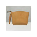 Luqa Leather Özel Tasarım El İşçiliği Deri Clutch | Taba Rengi | Fermuarlı Bilek Çantası