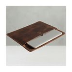 LUQA Leather Vintage Hakiki Deri Laptop Çantası 14 Inç Uyumlu | El Yapımı MacBook Kılıfı - Açık Kahverengi