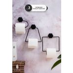 Lura Metal 3'lü Metal Siyah Yapışkanlı Tuvalet Kağıtlığı Seti - Deliksiz Montajlı Şık WC Kağıtlık