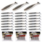 Lurefans Kürek Kuyruğu Yüzme Yemleri, 30 ADET, Kokulu, Yumuşak Balıkçılık Yemleri, Bas Balıkçılık Lures için Plastik Solucanlar, Minnow Lures, Shad veya Tadpole Lure Spinner ile, 2" 2" 2.5" 2.7" 3"