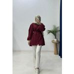 lurex moda Bağlamalı Balon Kol Gömlek