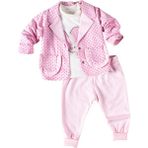 Lusana 1018 9-24 Ay Cepleri Fırfırlı Tavşanlı Hırkalı Takım - 12 - 18 Ay - Pembe
