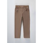 Lusana 8331 Erkek 6-10 Yaş Beli Lastikli Camel Okul Pantolonu - 6 Yaş